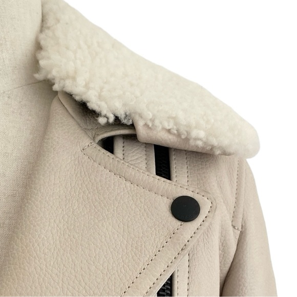 Rag & Bone Minerva Leather Removable Shearling Collar Zip Front Biker Jacket - Picture 8 of 12
